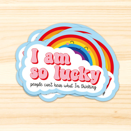 studio inktvis - sticker 'i'm so lucky people can't hear what i'm thinking'